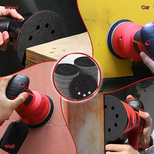 100PCS 5 inch Silicon Carbide Sanding Discs 80 Grit, Wet Dry Orbital 5 Sander Hook and Loop Sandpaper Disc, Best for Metal,Automotive,Wood Polishing