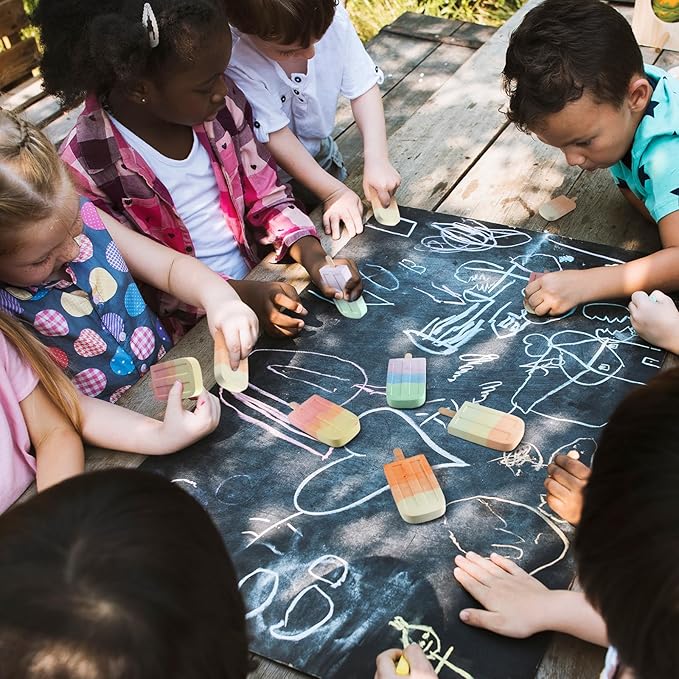 36 Pcs Ice Cream Sidewalk Chalk Set Multicolor Chalk Party Favors Bulk Washable Safe Outdoor Chalk for Kids Adults Fun Summer Playground Outdoor Activities Painting on Chalkboard Blackboard