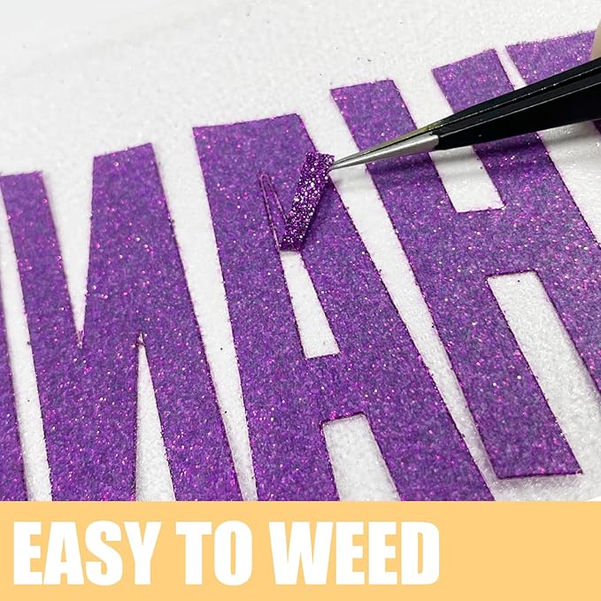 Glitter HTV Heat Transfer Vinyl Rolls- 10" x 8ft. Glitter HTV for Shirts. Iron on Vinyl and Heat Transfer Vinyl for All Cutters Machines. Easy to Cut & Weed Heat Vinyl Designs (Purple)
