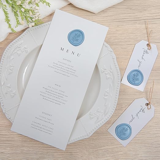PONATIA Dusty Blue Wax Seal Stickers - 50 Pcs Self- Adhesive Wedding Invitation Seal Stickers, Perfect for Invitation Cards, Envelopes Christmas Cards, Gift Wrapping, Party Menu Decor
