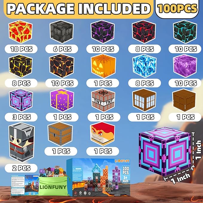 Magnetic Blocks,100PCS Magnetic Building Blocks,Magnet Blocks Build 3D World Stacking Toys,STEM Sensory Educational Toys Gifts Set for Kids Toddlers Boys 3 4 5 6 7 8 9+ Year Old