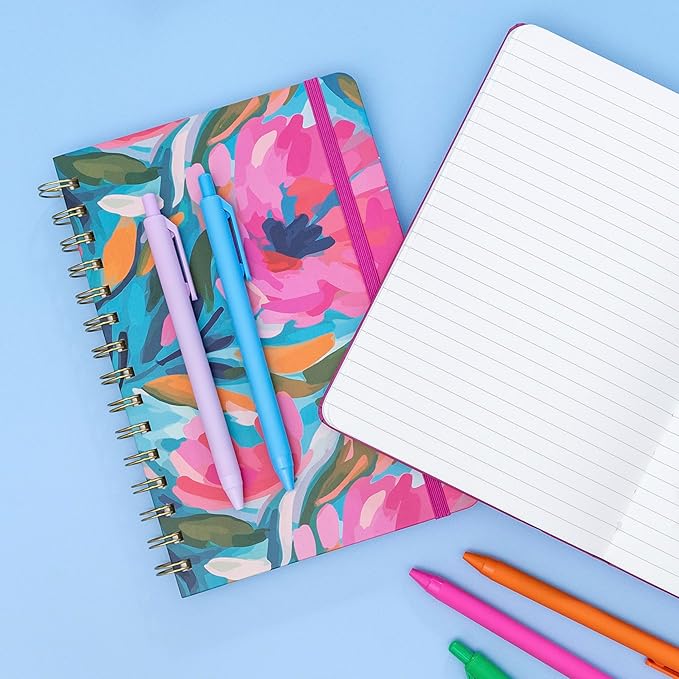 PAPERAGE Lined Spiral Journal Notebook, (Geometric Lavender), 160 Pages, Hardcover Journal for Women & Men, Medium 5.5 in x 8 in - 100 GSM, Thick Paper, Spiral Notebook for Work, School & Journaling
