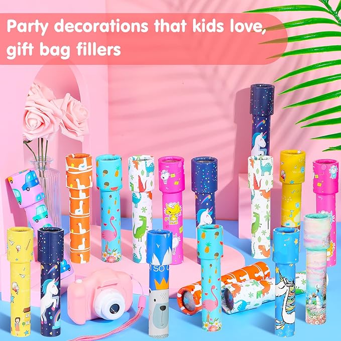 Chivao 20 Pcs Classic Kaleidoscopes Educational Toys for Party Favors Fun Kaleidoscope Toy for Stock Stuffers Bag Fillers Birthday Party School Classroom Prizes, Random Colors (Flamingo)