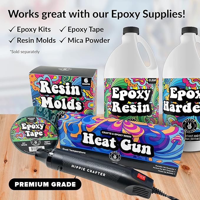 Craft Heat Gun for Crafts, 2-Speed 300W Mini Hot Air Torch Tool for Resin, Polymer Clay, Candle Making, Shrink Wrapping, Embossing, Epoxy Painting, Tumblers, and Bubble Busting in Art Projects