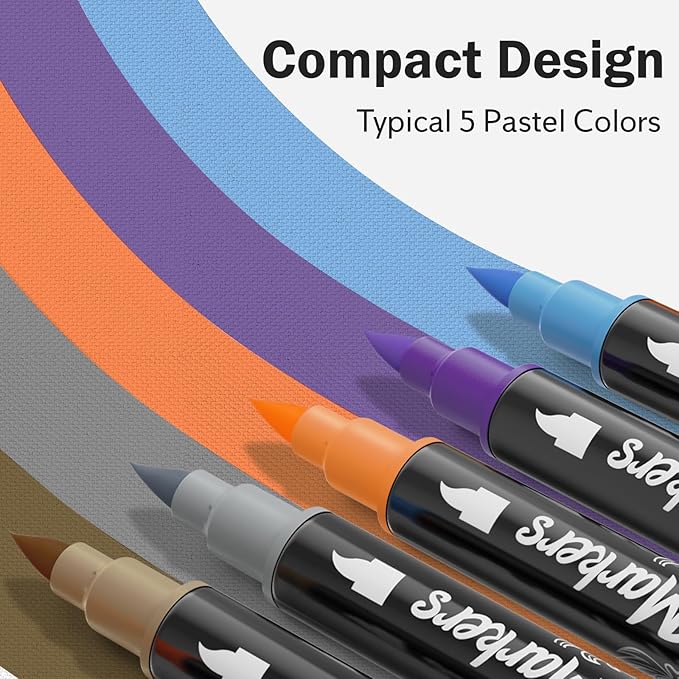 Dual-Tip Fabric Markers Permanent for Clothes No Bleed, Quick Dry & Non-Toxic Fabric Paint Pens Set for Canvas, T-Shirts, Bags, Textile, 5 Pack