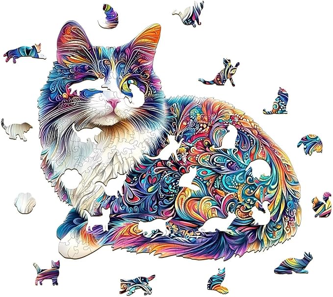 Lazy Cute Cat Adults Gifts Wooden 240 Pieces 13.4 * 12.2in