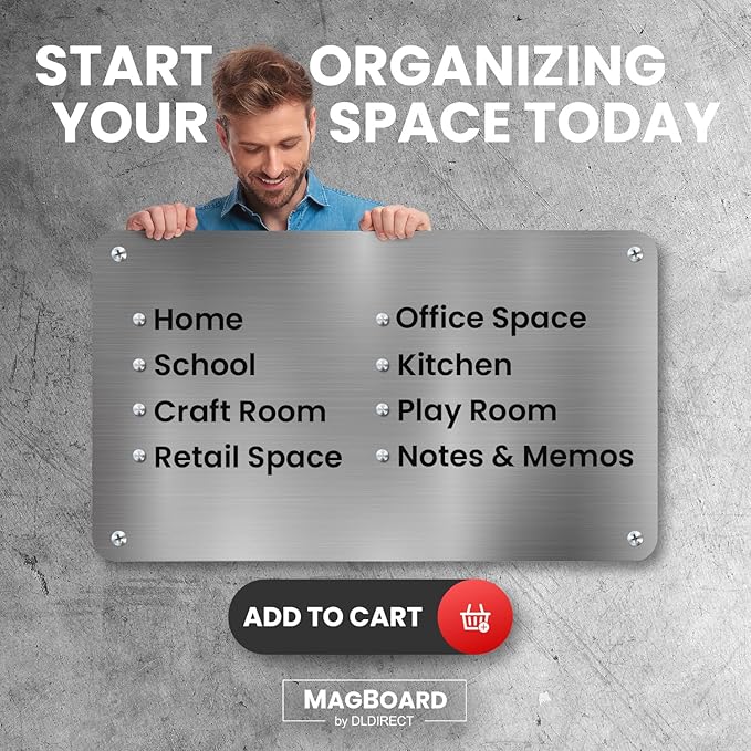 Diamond Life Magnetic Board - Memo & Vision Board for Home, Office, and Classroom - Magnet Board for Kids - Pre-drilled Mounting Screws Included (White 16"x24")