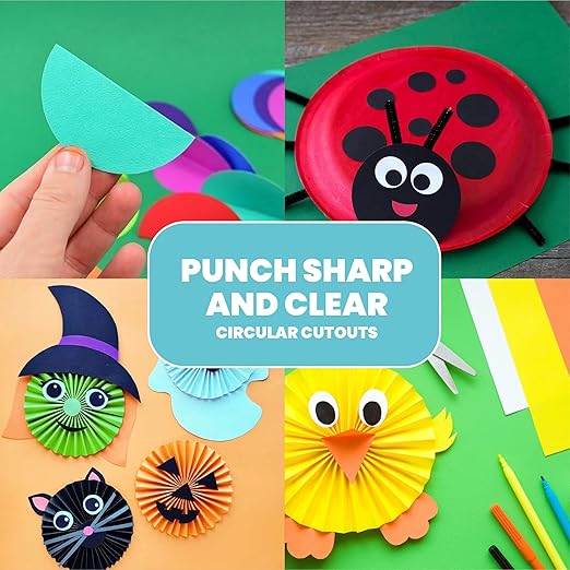 BearBoss 5 Circle Paper Punch, Handmade Scrapbook Paper Puncher, Different Size of Scrapbooking Punches Crafting Designs for Office Supplies, Card Making, DIY Albums Photos, Classic White