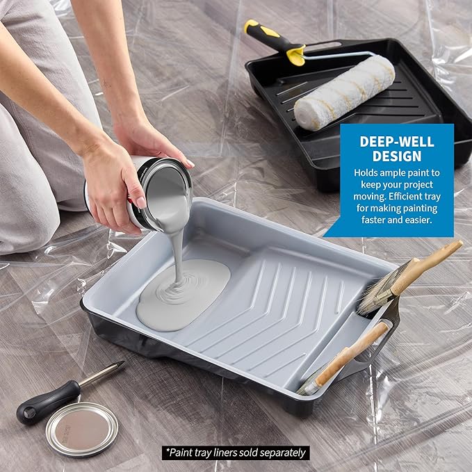 Precision Defined Paint Trays, Paint Roller Trays Liner, Plastic Paint Pan for Roller Brushes, Painting Tray for Painting with Deep Paint Pocket (Paint Roller Tray (2-Pack), 11-inch)
