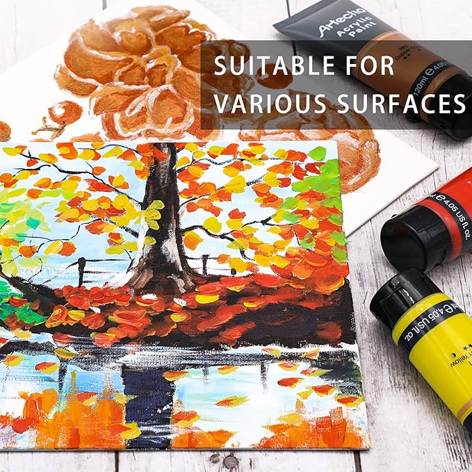Artecho Peach Acrylic Paint, Peach Paint (120ml / 4.05oz) Tubes, Art Craft Paints for Canvas, Rock, Stone, Wood, Fabric, Art Supplies