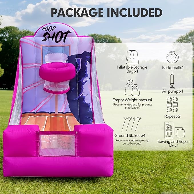 Inflatable Carnival Game with Built-in Blower, Portable Fun Toss Game for Backyard, Outdoor Carnival & Party