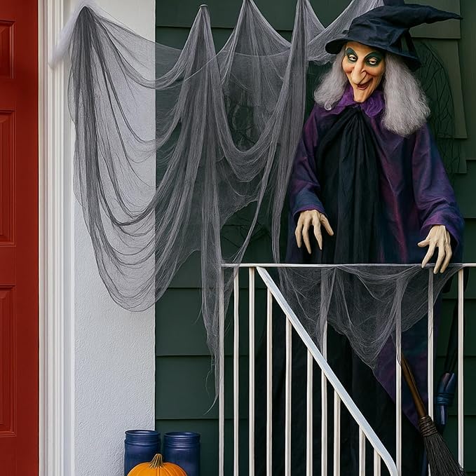 Boao Halloween Cheese cloth 27.56 x 590.55 Inch Gray Cheesecloth Roll for Crafts Large Cotton Muslin Gauze Fabric for Halloween Outdoor & Indoor Spooky Decoration