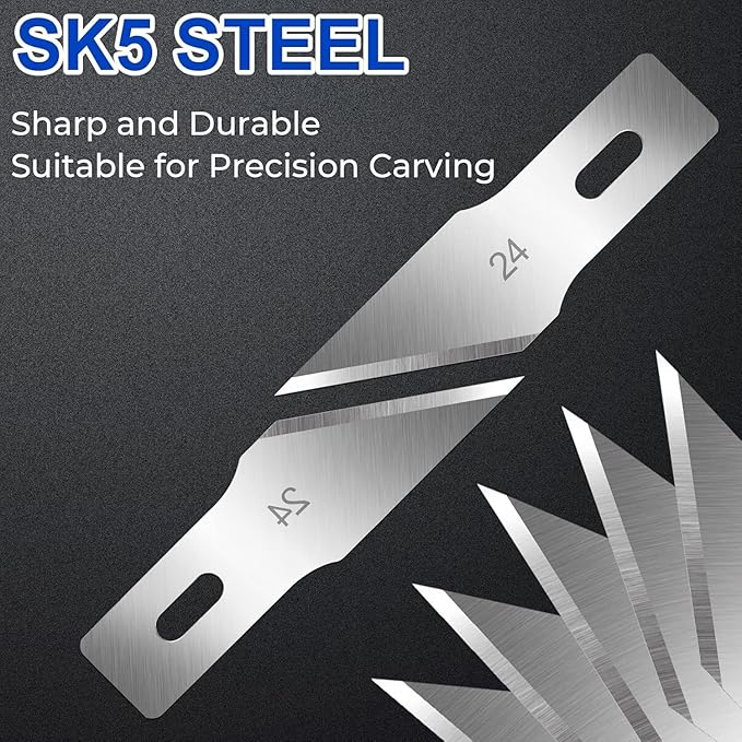 DIYSELF 150 PCS Hobby Knife Replacement Blades, #24 Sharp Exacto Knife Blades, Hobby Knife Blade Refills with Storage Case, High Carbon Steel Exacto Blades for Craft, Scrapbooking, Stencil (#24)