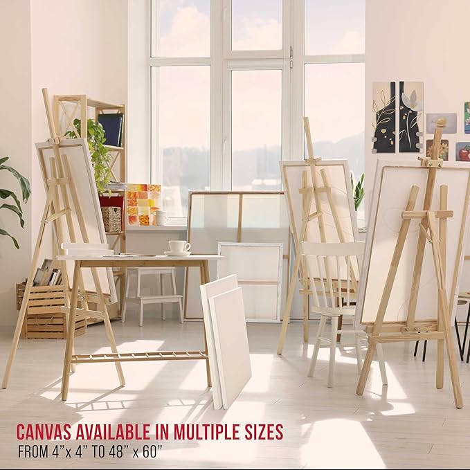 U.S. Art Supply Square Stretched Canvas for Painting 10x10 inch Gallery Depth 1-1/2" Thick, 4-Pack - 12oz Acrylic Gesso Triple Primed, Professional Artist Quality, 100% Cotton - Pouring, Oil Paint