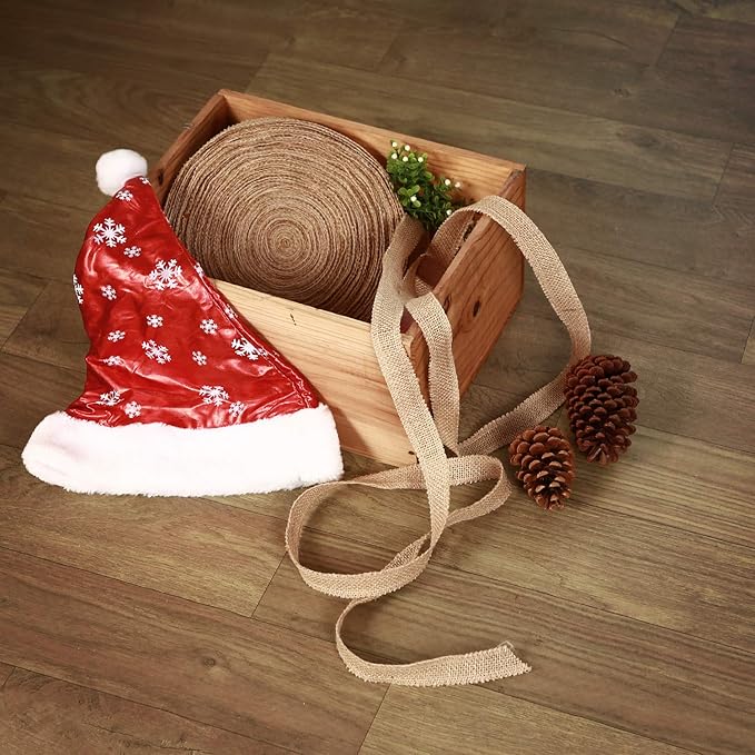 KINJOEK1 in Burlap Ribbon, 27 Yards Natural Jute Fabric Roll Ribbon for Craft, Christmas, Wedding, Gifts, Decoration