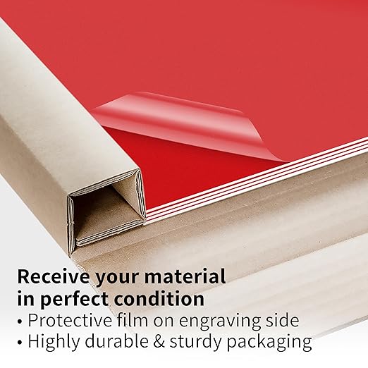 Trotec TroLase | 12"x20"x1/32", 4 Pcs | Red/White | 2 Ply | Modified Acrylic | Laser Engraving Double Color Plastic Sheet | Engraving Blanks for Laser, Saw, Guillotine | Made in USA