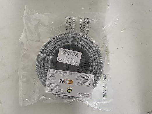 3/16" Wire Rope, 200Ft PVC Coated Steel Cable 7×7 Strand Core, Ideal Cable Railing System for Stair Handrail Balusters Porch Fence Deck, String Light Hanging, Clothesline, Curtains, Shade Sail