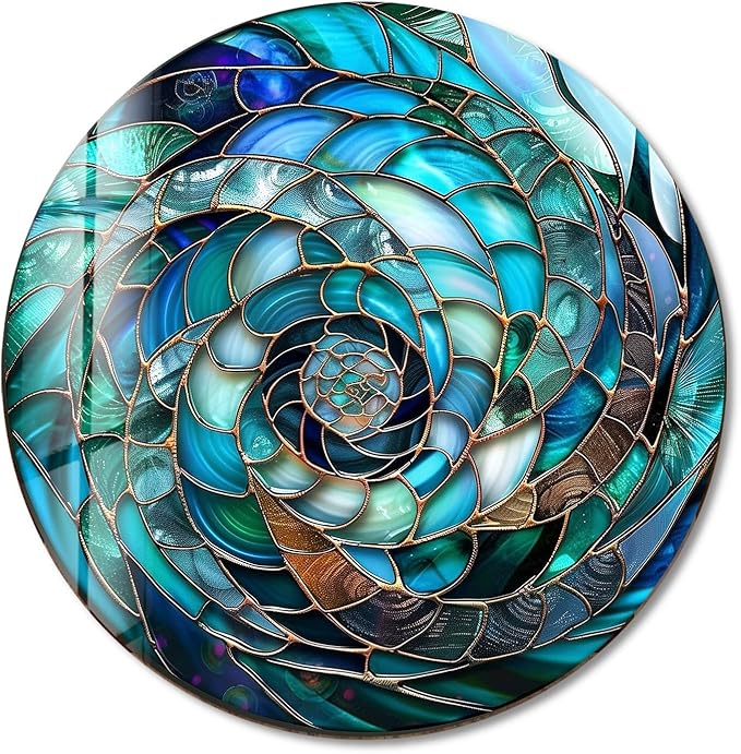 My Photostation.com 39,4''(100cm) Diameter Ocean Vortex Spiral Round Glass Wall Art Tempered Glass Printing Wall Decor Large Wall Art Wall Hangings