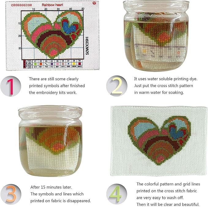 CROSSDECOR Cross Stitch Stamped Kits 11CT 14X16 inch Pre-Printed Cross-Stitching Starter Patterns for Beginner Kids or Adults, Embroidery Needlepoint Kits Christmas Deer