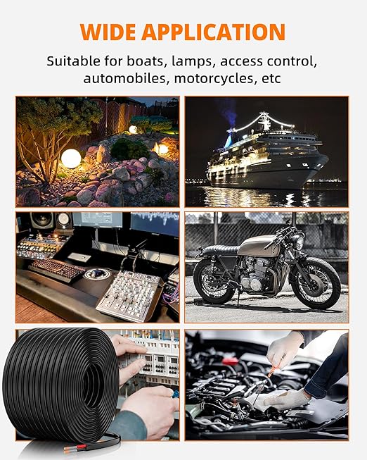 16 Gauge Wire, 16 AWG 2 Conductor Electrical Wire, Flexible/Oxygen-Free Tinned Copper/Stranded PVC 16/2 Cord for Automotive, Marine, LED Strips, Solar, RV, Lighting (100FT)