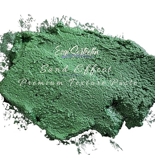 Premium Sand Effect Texture Paste | 6oz by Volume | Unique Metallic Colors | Excellent Sand Texture Effect | by Ezgi Sertcetin (Metallic Kaitoke Green)