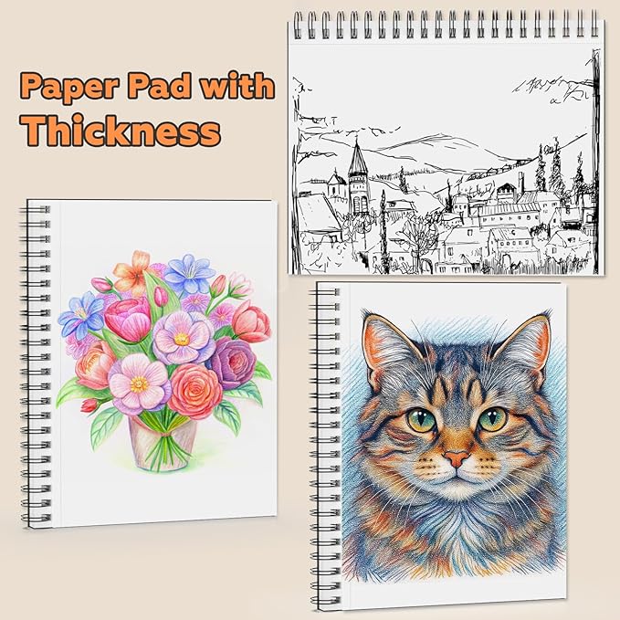 2PACK 5.5x8.5 and 1Pack 9 x 11 inches Hardcover Sketch Book,3 Pack 80-Sheets (68lb/100gsm),Double-Sided Hardbound Sketchbook, Spiral Bound,Acid Free Painting Art Paper for Kids and Adults