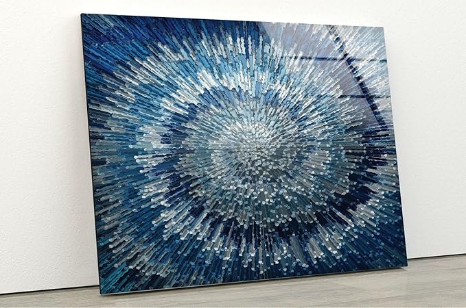 My Photostation.com 60WX40H'' Abstract Blue Textured Glass Wall ArtTempered Glass Printing Wall Decor Large Wall Art Wall Hangings
