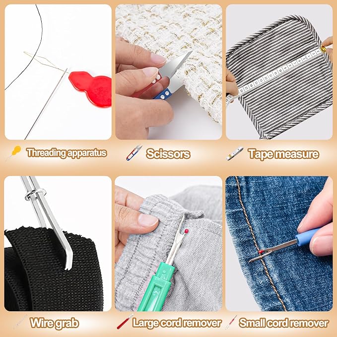 CousDUoBe Sewing Thimble Kit,thimbles for Hand Sewing,Needle threaders,Seam Rippers for Sewing,Measuring Tape and Thread Snips, Hand Embroidery Craft(Complete Sewing Kit)
