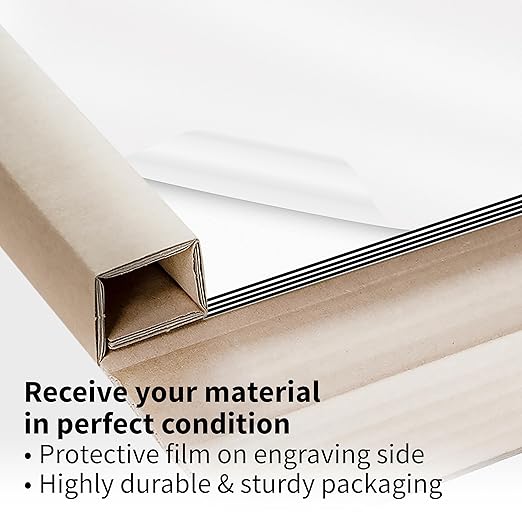 Trotec TroLase | 12"x24"x1/32", 4 Pcs | White/Black | 2 Ply | Modified Acrylic | Laser Engraving Double Color Plastic Sheet | Engraving Blanks for Laser, Saw, Guillotine | Made in USA