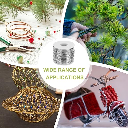 MECCANIXITY 18 Gauge Anodized Aluminum Craft Wire Bendable Bonsai Training Wire 492 Feet 1mm for Sculpting Crafts Wreath Floral Beading Jewelry Making, Silver Tone