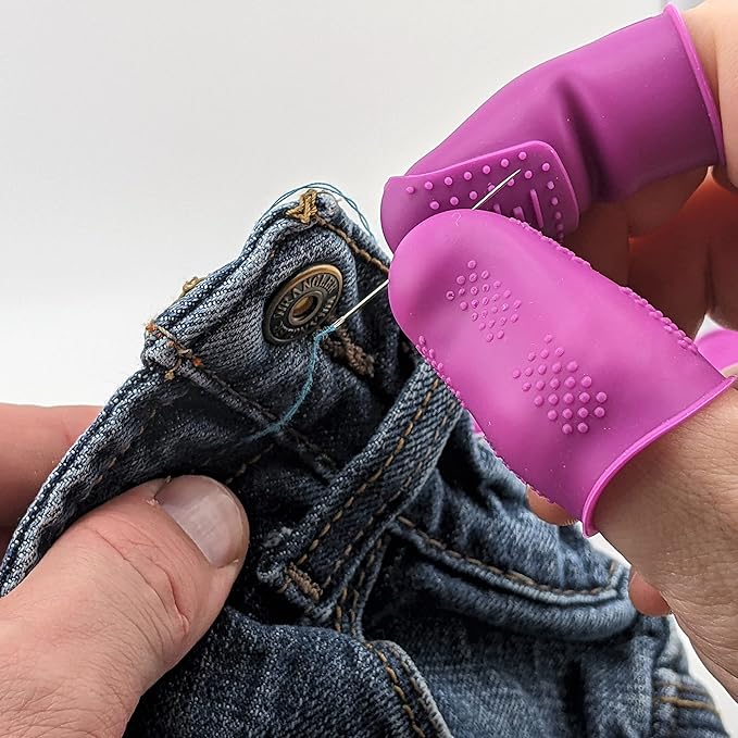 Finger Protectors | X-Thick Protection (3) - Medium Index | Standard Size Small (3) Medium (3) | Silicone Non-Stick Mat (1) for Hot Glue | Butterfly-Pins (Not Heat Resistant) for Sewing