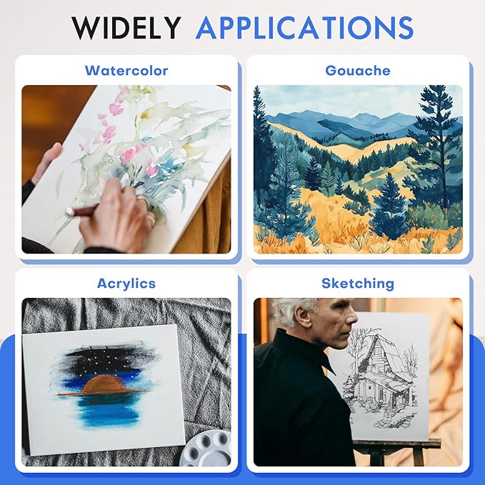 Watercolor Paper Block 9x12 Inch, Fuumuui 100% Cotton Paper Pad, 22 Sheets, Cold Pressed, Acid-Free, 140 lb/300gsm for Painting, Drawing, Art Journaling, Professional Artist Quality
