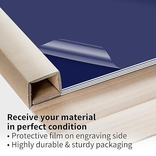 Trotec TroLase | 12"x12"x1/16", 8 Pcs | Blueberry/White | 2 Ply | Modified Acrylic | Laser Engraving Double Color Plastic Sheet | Engraving Blanks for Laser, Saw, Guillotine | Made in USA