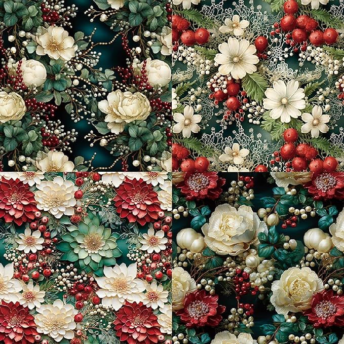 YASMEN Floral Scrapbook Paper Pad - Flower Patterned Cardstock Pads, 6x6 Single-Sided Craft Paper for Card Making, Scrapbooking, Greeting Cards, Junk Journal, Planners, Art Collage - 24 sheets