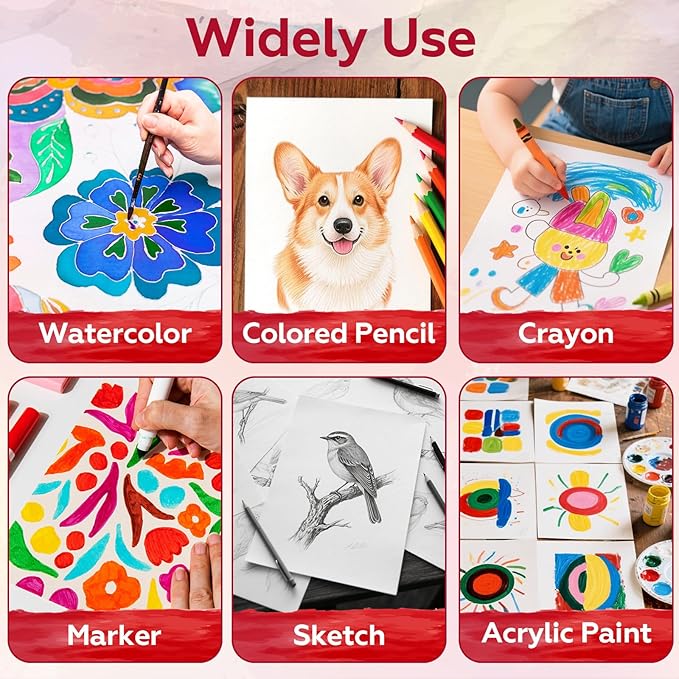 100 Sheets Watercolor Paper Bulk,9 x 12 Inch Cold Press 140 lb/300 GSM Water Color Paper for Kids Adults.Watercolor Drawing Paint Paper for Art Drawing Supplies