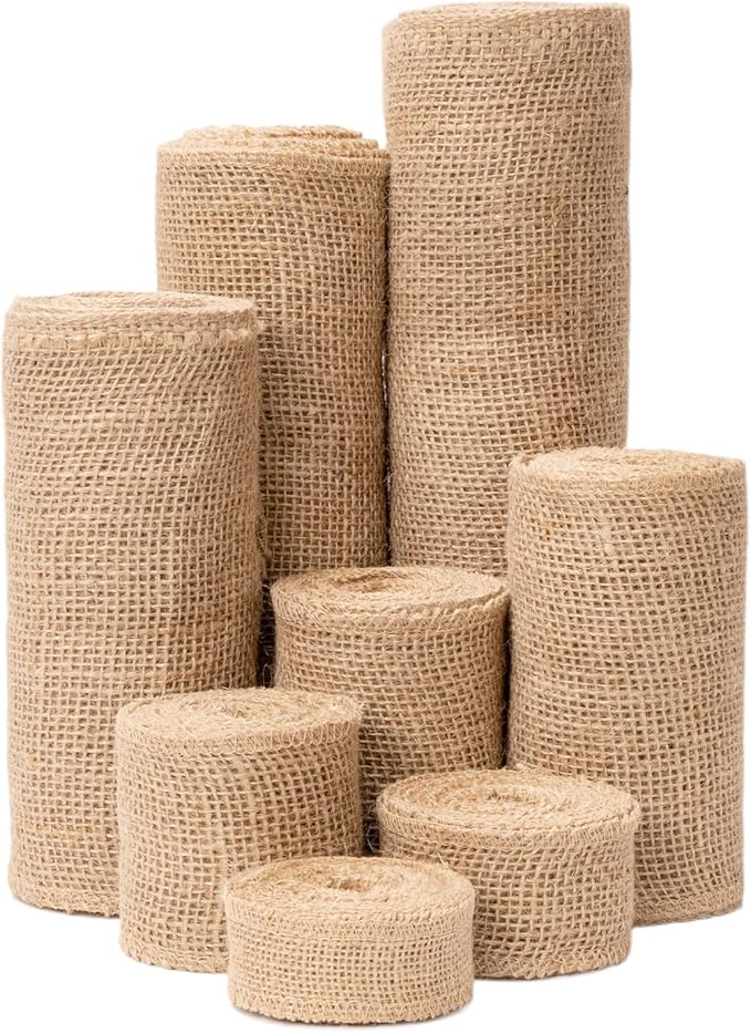 Burlap Fabric Roll - 10 Yards Natural Jute Fabric Ribbon for DIY Gift Wrapping, Craft Projects, Wedding, Christmas Home Decoration (2.5cm, 1 Inch)