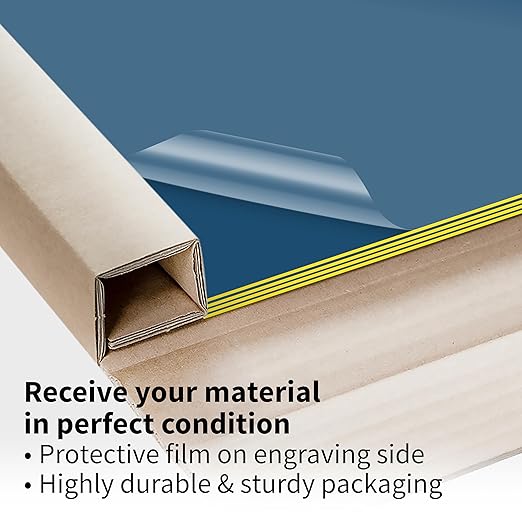 Trotec TroLase | 12"x24"x1/16", 4 Pcs | Sky Blue/Yellow | 2 Ply | Modified Acrylic | Laser Engraving Double Color Plastic Sheet | Engraving Blanks for Laser, Saw, Guillotine | Made in USA