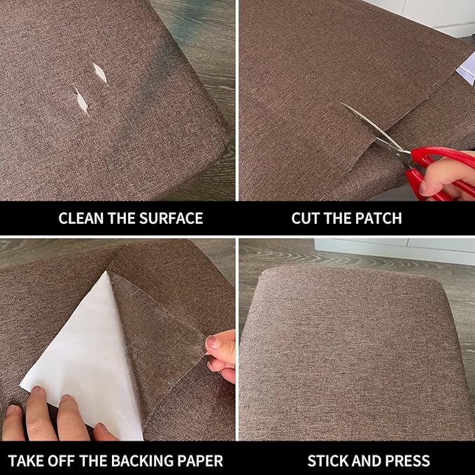Fabric Repair Patches, 17X158 Inch Linen Repair Tape Self-Adhesive Fabric Patches Durable, DIY Large Linen Tape for Sofa, Couches, Furniture, Chair, Clothing (17X158 Inch, Beige)