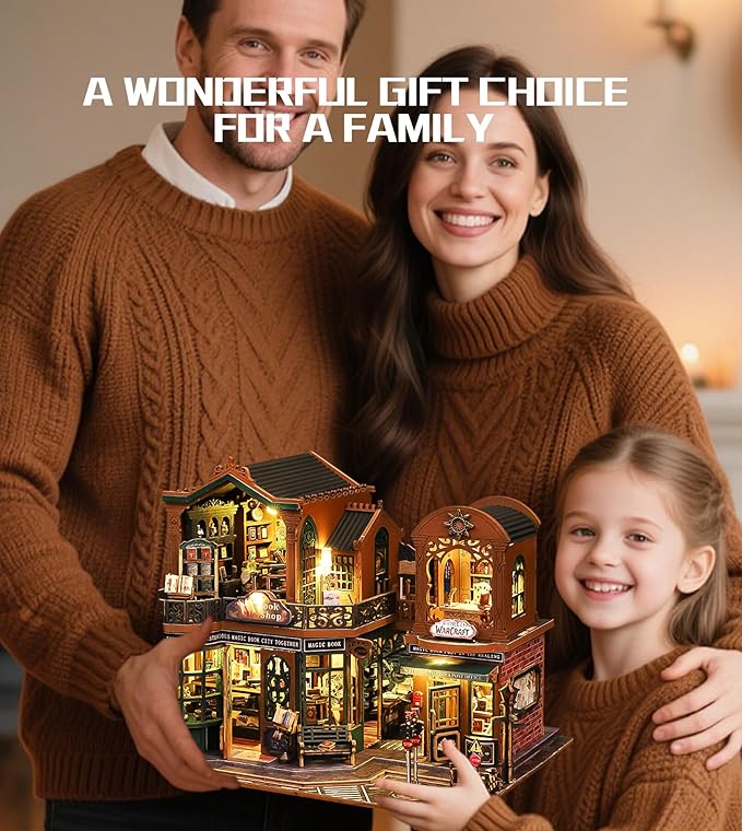 DIY Dollhouse Miniature House Kit,DIY Kit Mini House Model Comes with dust Cover and Music Box, Best Christmas Birthday Gift for Lovers Boys and Girls(Twilight Book City