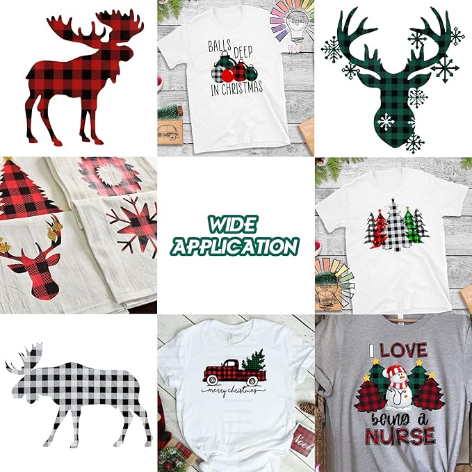 TORC Black White Buffalo Plaid HTV Vinyl 12 inch x 5 ft, Check Heat Transfer Vinyl Iron on Transfers for Christmas