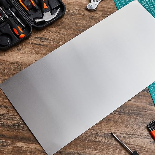 1 Pcs 430 Stainless Steel Sheet Metal 10 x 8 Inches 24GA Metal Plates Panel #4 Brushed Finish Magnetic Mount Board Wall Food Truck Restaurant Crafting Kitchen Floor Trailer Garage Gym
