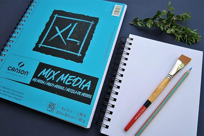 Canson XL Series Mixed Media Pad, Side Wire, 9x12 inches, 60 Sheets – Heavyweight Art Paper for Watercolor, Gouache, Marker, Painting, Drawing, Sketching