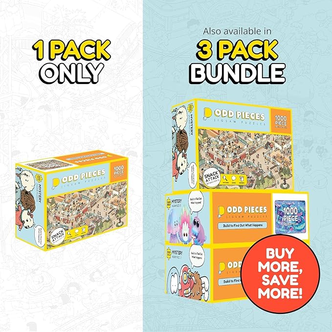 Odd Pieces Jigsaw Puzzles 1000 Pieces - Magic Mystery Story Secret Ending Puzzle - Perfect Game Night for Adults & Kids - Pixel Art Gamer Movie TV Show Superhero Theme (Glitch)