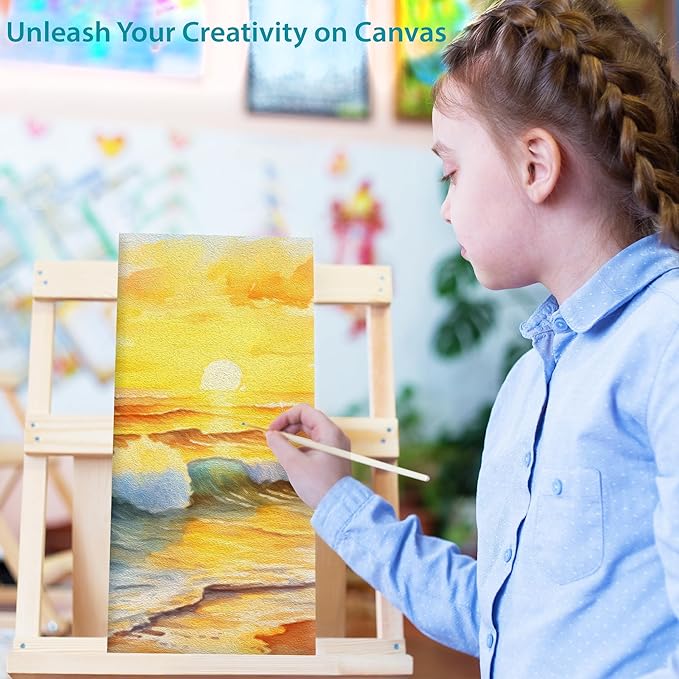 KEFF Canvas Boards for Painting - 4x10 4-Pack Bulk Canvas Panels, 100% Cotton Triple Primed Small Canvases for Painting Supplies, Acrylic, Oil, Watercolor & Tempera