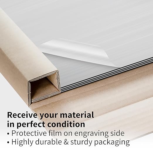 Trotec | Metallic Looking Acrylic Sheet | 12"x20"x1/16, 4 Pcs | Brushed Silver/Black | Metallic Finish - Scratch Resistant for Laser Engraving & Cutting,Printing,Glowforge,Name Plate | USA Made