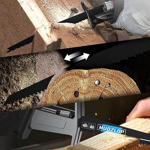 5 Pack 9 inch Reciprocating Saw Blades Set,6/12 TPI High Carbon Saw Blades, Woodcutting Saw Blades with Organizer Case (5, 6/12TPI/225mm)