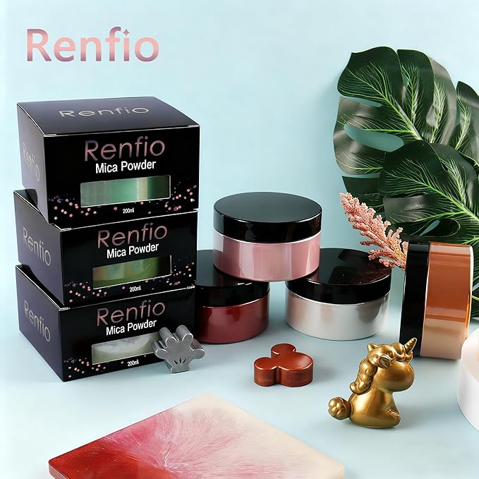 Renfio 100g Mica Powder Pigment, Metallic Natural Dye Mineral Pearl Shimmer Epoxy Resin Dye for Painting Soap Making Slime Bath Bombs 3.5 Oz - Turquoise