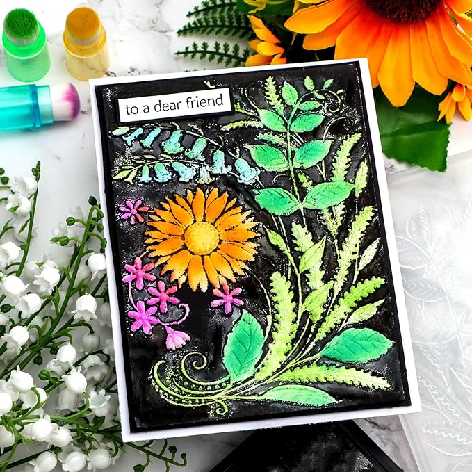 BAOFALI 3D Embossing Folders Sunflowers Leaves Textured for Card Making,Embossing Template Paper Card Embossing Stencil for DIY Scrapbooking Photo Album Card Paper Craft Decoration 6.3" L x 4.5" W