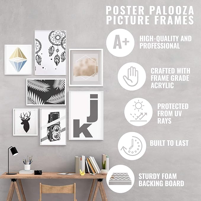 8x10 Mat Bevel Cut for 5.5x8.5 Photos - Acid Free Dark Grey Suede Precut Matboard - For Pictures, Photos, Framing - 4-ply Thickness
