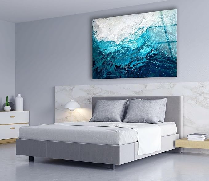 My Photostation.com Round 31,5'' Blue Waves Abstract Glass Wall ArtTempered Glass Printing Wall Decor Large Wall Art Wall Hangings